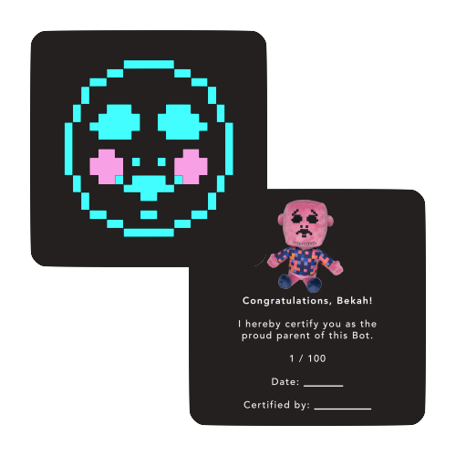 Good Weird Robot Plushie + Adoption Certificate & Keychain