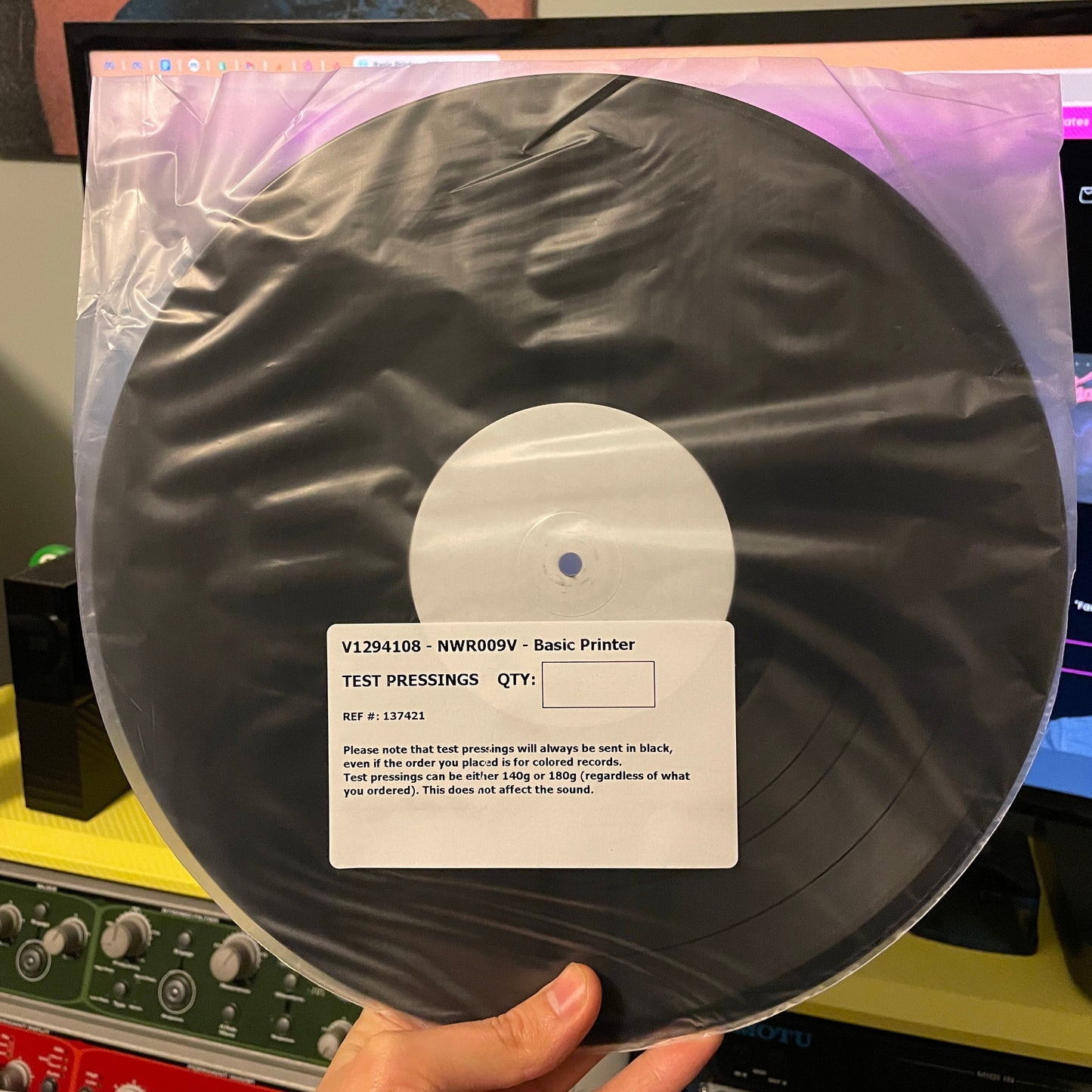 "Basic Printer" Test Pressing Vinyl